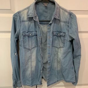 Jean denim jacket button up shirt / blouse